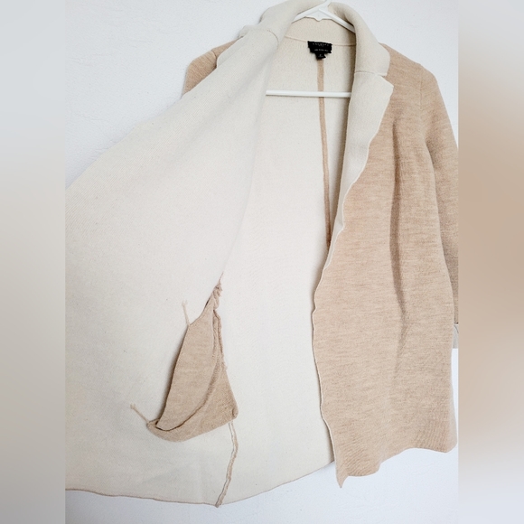 $189 Talbots Women's Pure Merino Wool Open Front Cardigan Tan/Cream XS - Picture 10 of 14